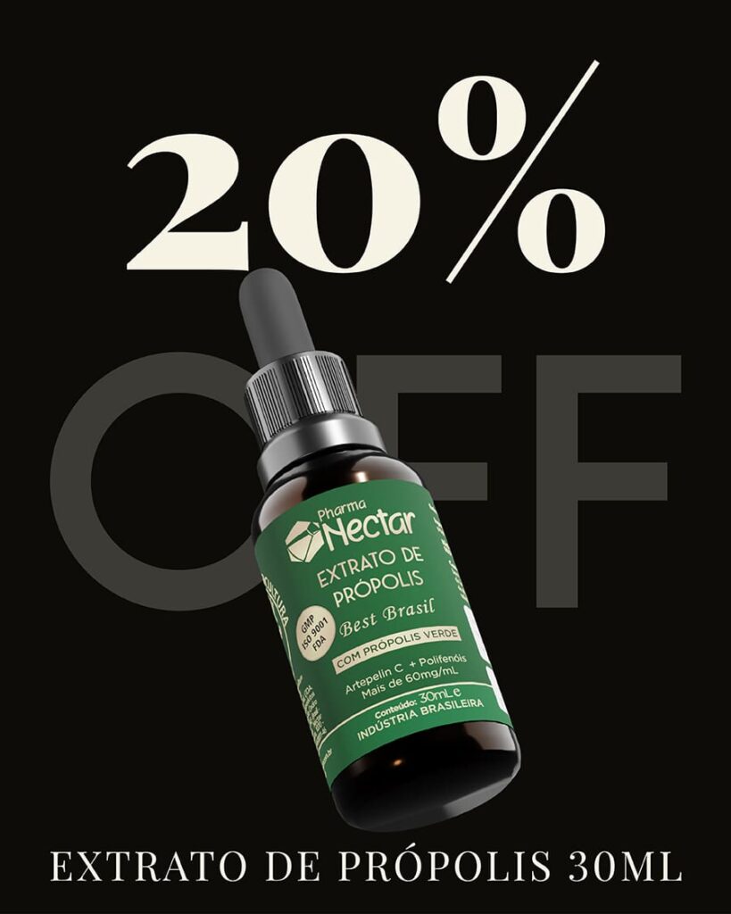 Extrato de Própolis Alcoólico 30ml - 20% de desconto
